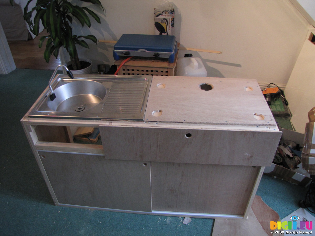 Picture Sx09725 Sink And Worktop Of Campervan Kitchen Unit